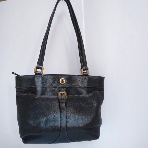 Etienne Aigner Roomy Black Pebbled Leather Shoulder Bag Vintage Western Look - Picture 1 of 11